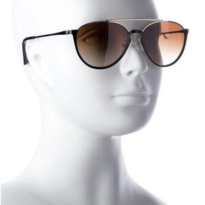 Tory Burch Black and Brown Aviator Sunglasses